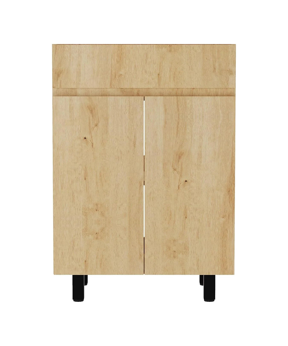 CHYANMOO® 24" Vanity with Sink 2-Door Bathroom Sink Cabinet with Soft-Close & Adjustable Shelf, Space-Saving Vanity with Sink for Light Wood