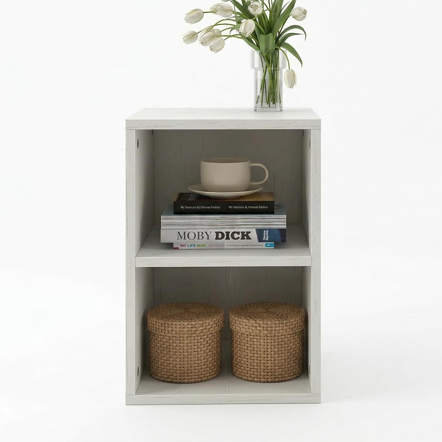 CHYANMOO® Bookshelf, 2-Tier Rotating Bookcase, Open Storage Shelf, Sui