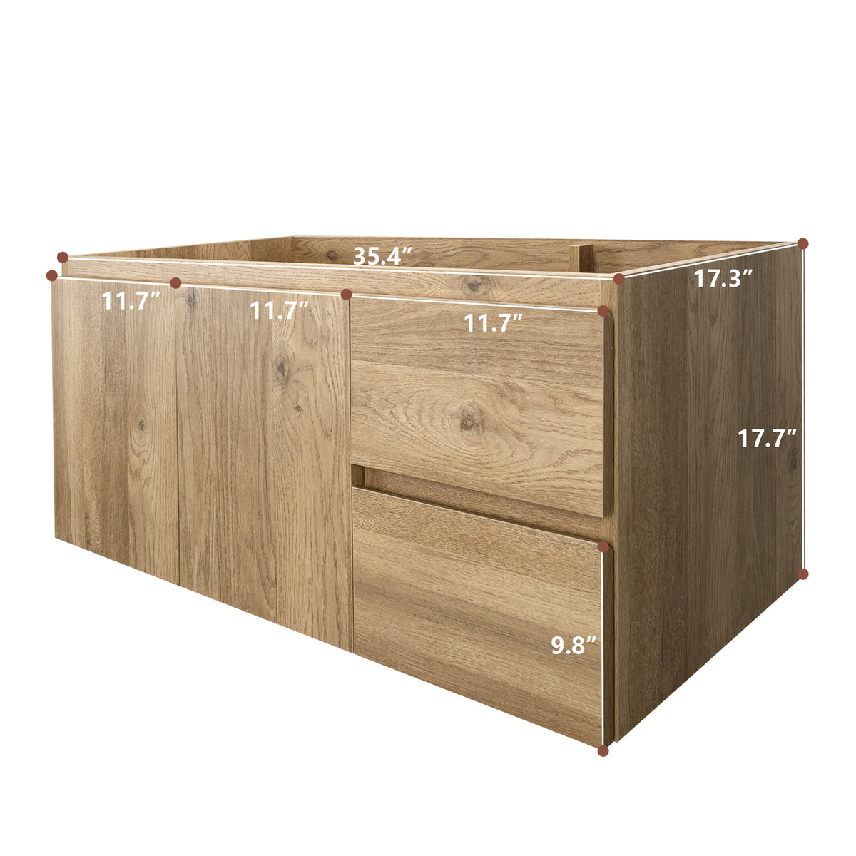 36"Floating Vanity with Sink and 2 Soft Close Drawers Moisture Wall-Mounted Bathroom