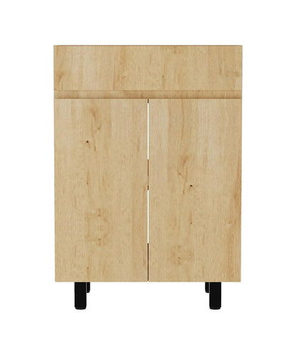 CHYANMOO® 24" Vanity with Sink  2-Door Bathroom Sink Cabinet with Soft-Close & Adjustable Shelf, Space-Saving Vanity with Sink for  Light Wood