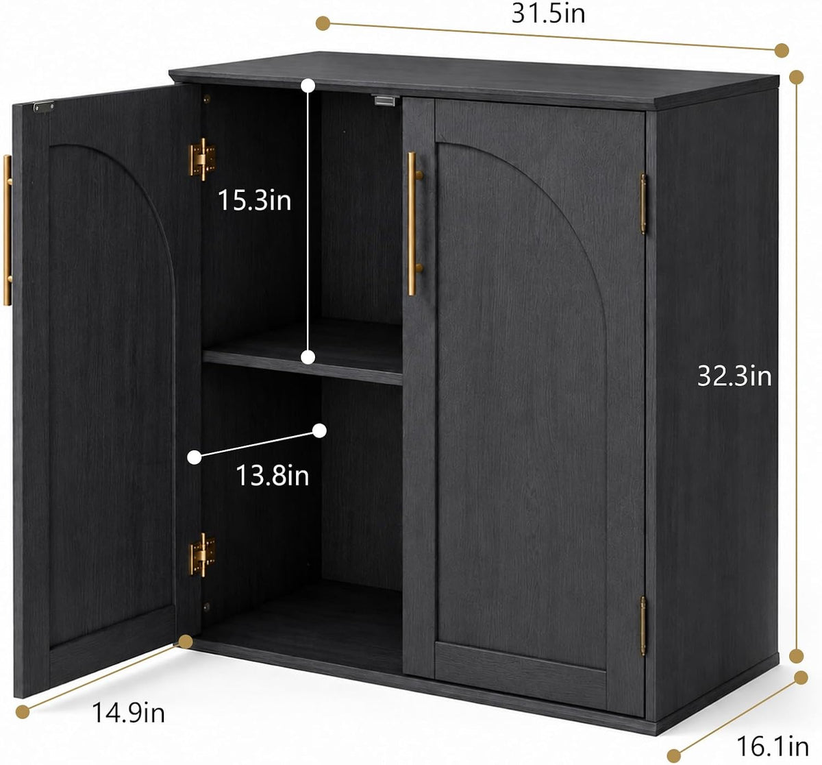 31.5 inch black sideboard buffet cabinet dimensions