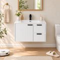 CHYANMOO 30“White Floating Bathroom Vanity with Sink, Fluted Front and 2 Drawers