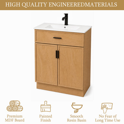 CHYANMOO 24-Inch Natural Bathroom Vanity with Sink and Storage