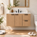 CHYANMOO 36-Inch Natural Floating Bathroom Vanity with Sink and Drawers
