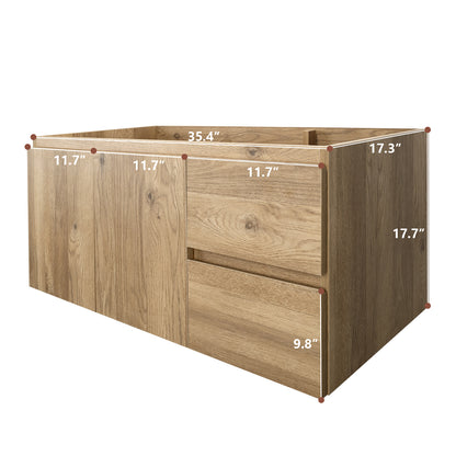 36"Floating Vanity with Sink and 2 Soft Close Drawers Moisture Wall-Mounted Bathroom