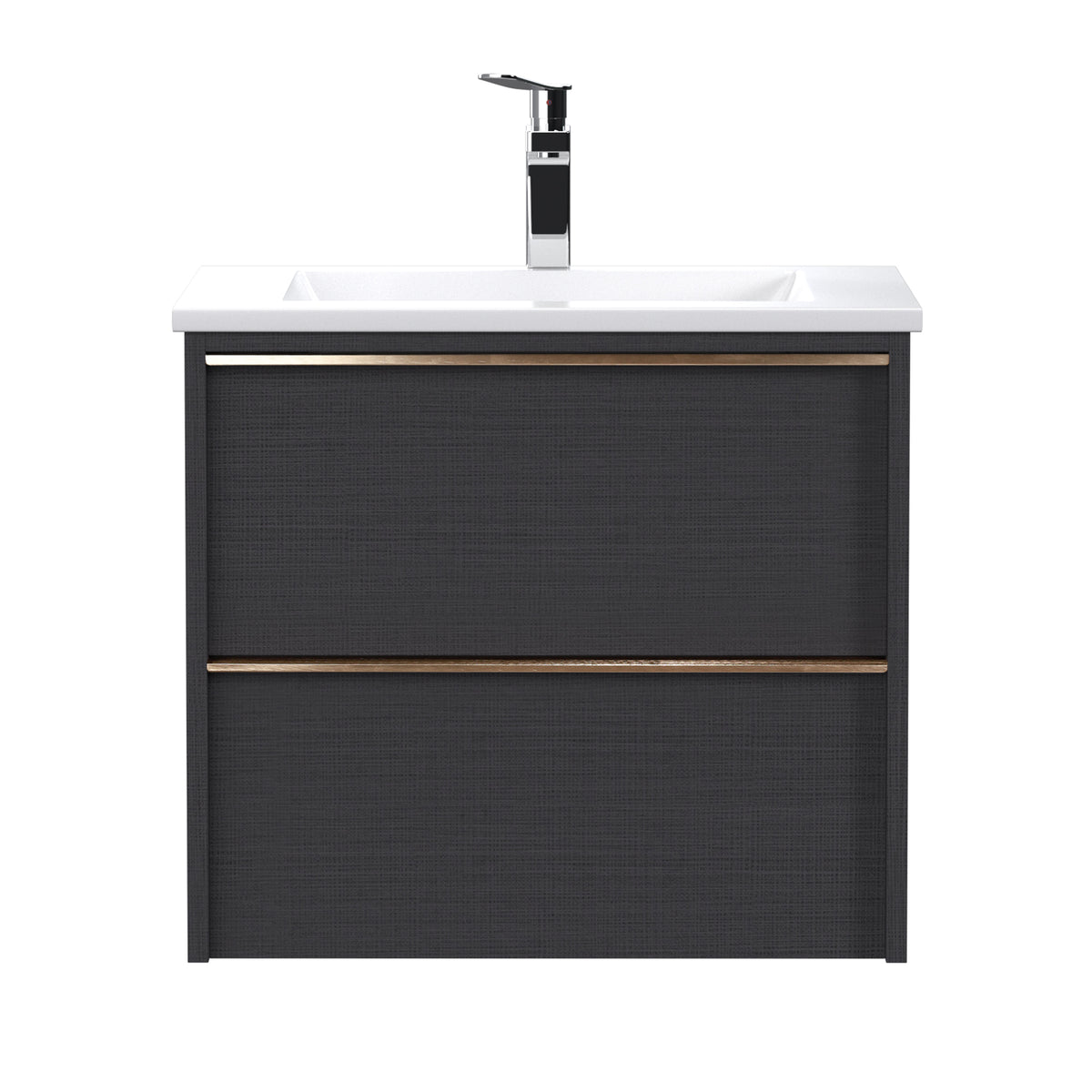 24-Inch Floating Bathroom Vanity with 2 Drawers and Gold Handles