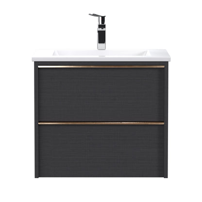 24-Inch Floating Bathroom Vanity with 2 Drawers and Gold Handles