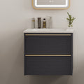 24-Inch Floating Bathroom Vanity with 2 Drawers and Gold Handles