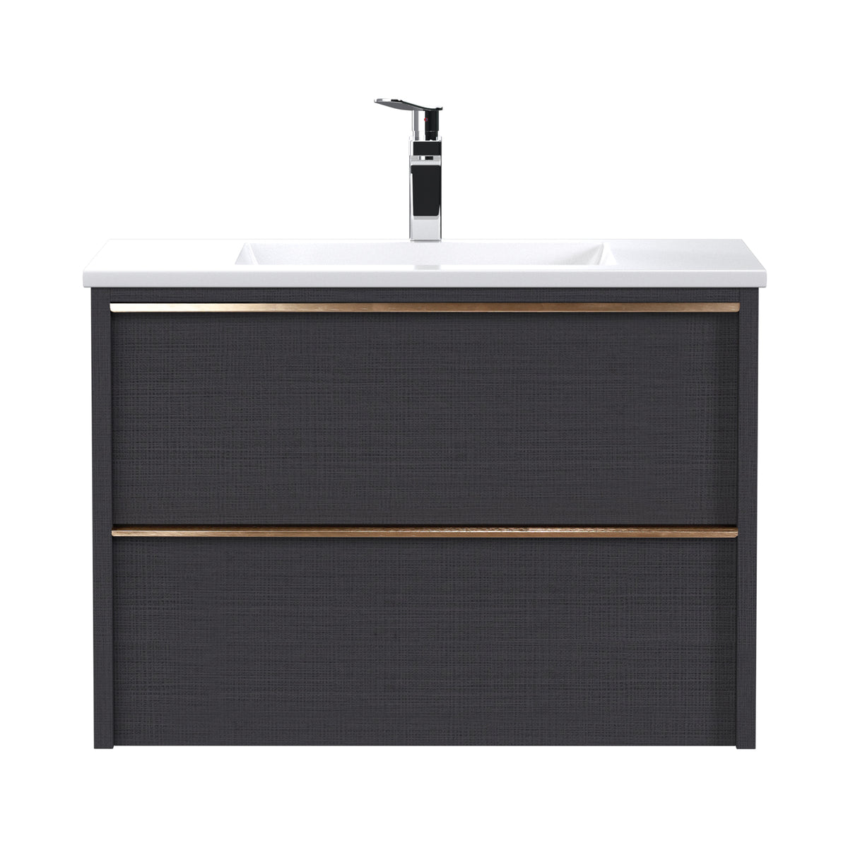 30 Inch Floating Bathroom Vanity with 2 Drawers and Gold Handles