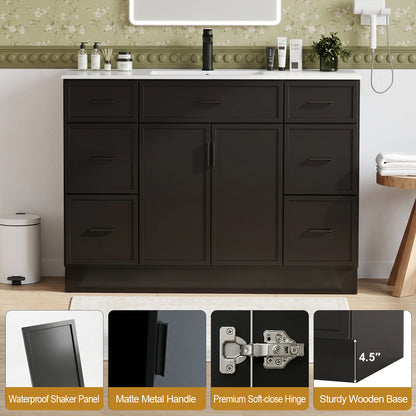 CHYANMOO 48 Inch black Bathroom Vanity with Sink and Drawers