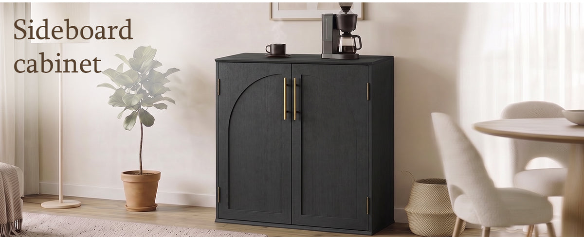 Black sideboard buffet cabinet for dining room storage