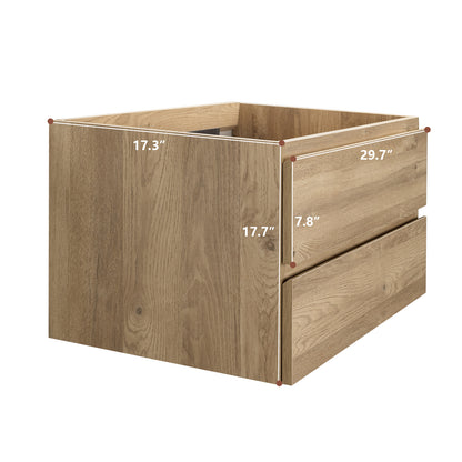 Dimension diagram for the CHYANMOO 30-inch floating bathroom vanity