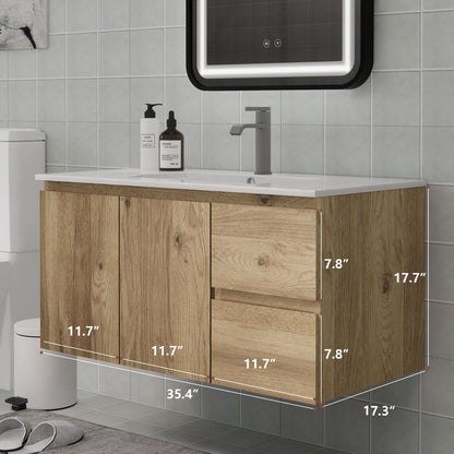 Dimension diagram for the CHYANMOO 36-inch floating bathroom vanity