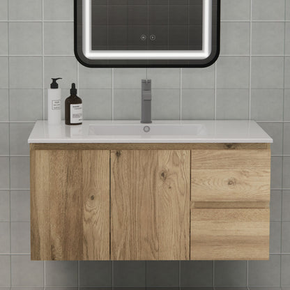 CHYANMOO 36-inch floating bathroom vanity with sink and two drawers