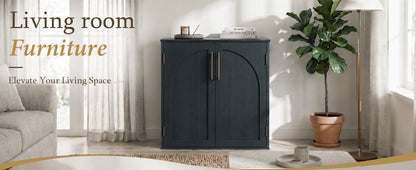 Black sideboard cabinet showing organized interior storage space
