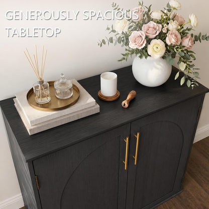 Black sideboard buffet cabinet with spacious tabletop